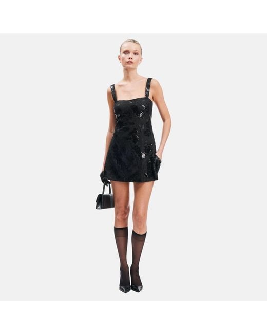 OW Collection Black Ravina Sequin Mini Dress