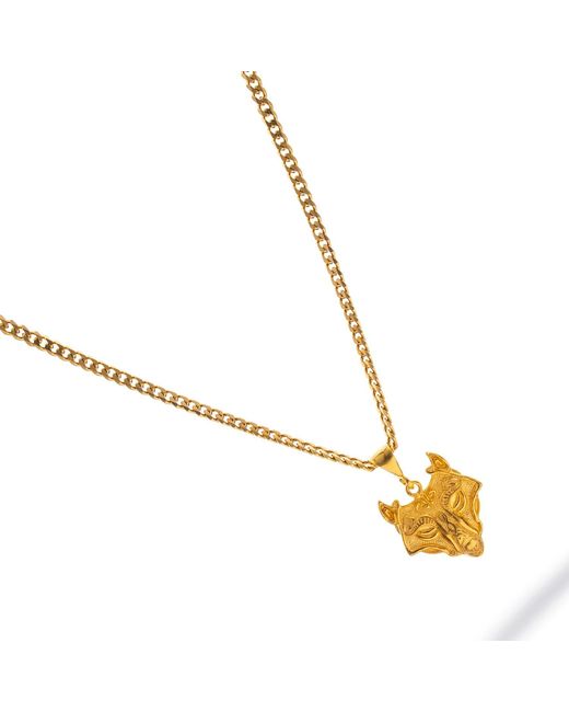 Ebru Jewelry Metallic Golden Wolf Spirit Necklace for men