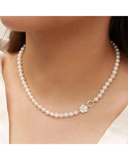 Agora Jewellery Metallic Bavella Pearl Necklace