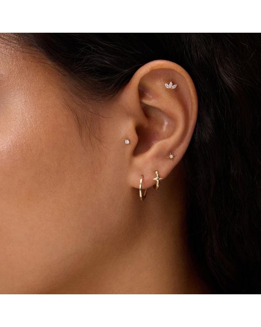 Vanhi Metallic 14K Recycled Solid Star Huggie Earring