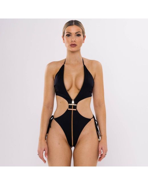 ANTONINIAS Black Cynus Cut-Out One-Piece With Details