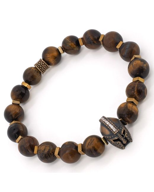 Ebru Jewelry Brown Tiger's Eye Stone Beaded Gladiator Bracelet for men