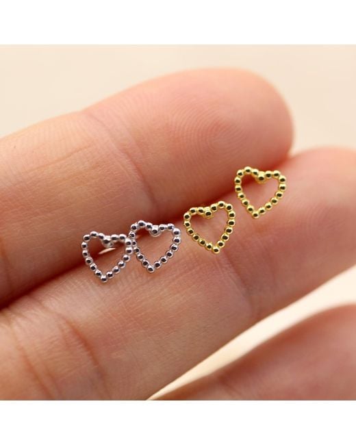 VicStoneNYC Fine Jewelry Metallic 14K Bubble Cute Heart Solid Earrings
