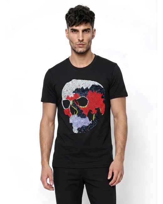 Any Old Iron Black Infra Beaded T-Shirt for men