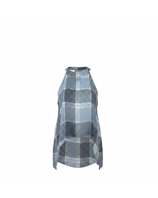 SNIDER Blue Plaid Angle Top