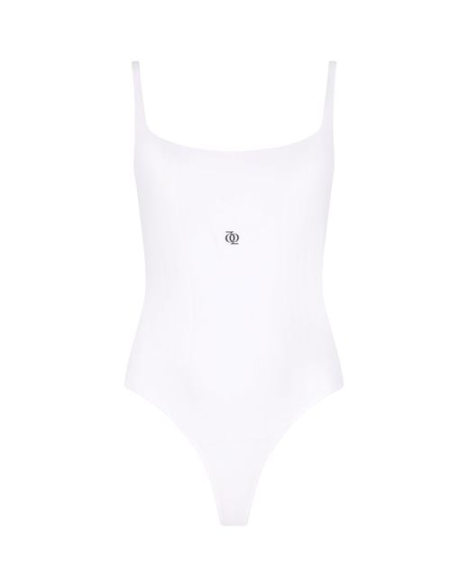 GOD SAVES QUEENS White Second Skin Square-Neck Bodysuit