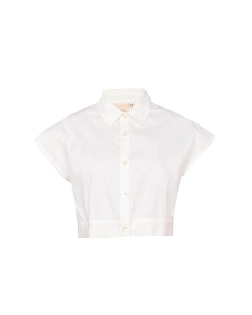 REISTOR White Oversized Crop Cotton Shirt
