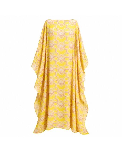 Julia Clancey Yellow Lydy Limon Silk Georgette Kaftan