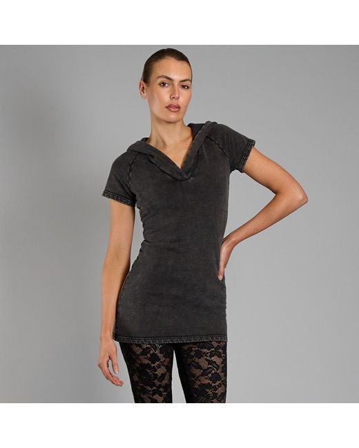 Love and Nostalgia Black Taylor Hooded Cotton Fleece Dress