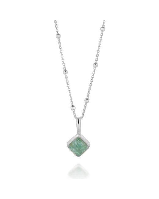 Nellou Jewellery Metallic Diamond Aquamarine Necklace Birthstone March Sterling