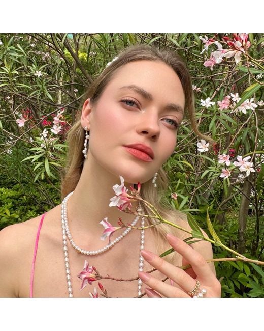 Farra Metallic Freshwater Pearls With Butterfly Charm Necklace