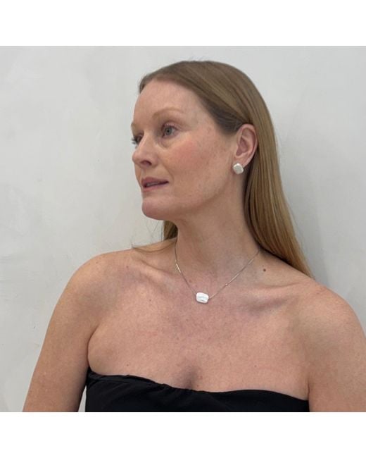 London Atelier Byproduct Metallic Freshwater Irregular Square Pearl Pendant Necklace