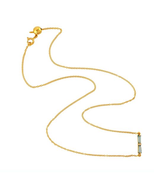 Artisan Metallic 18k Solid Gold Blue Aquamarine & White Diamond Designer Necklace