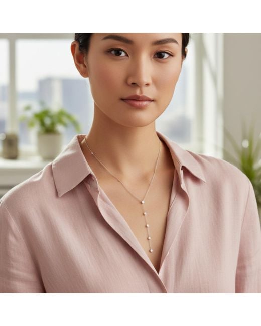 BLOOMTINE | Earth Angel HQ Metallic Illuminess Sterling Diamond Goddess Sparkle Lariat Necklace