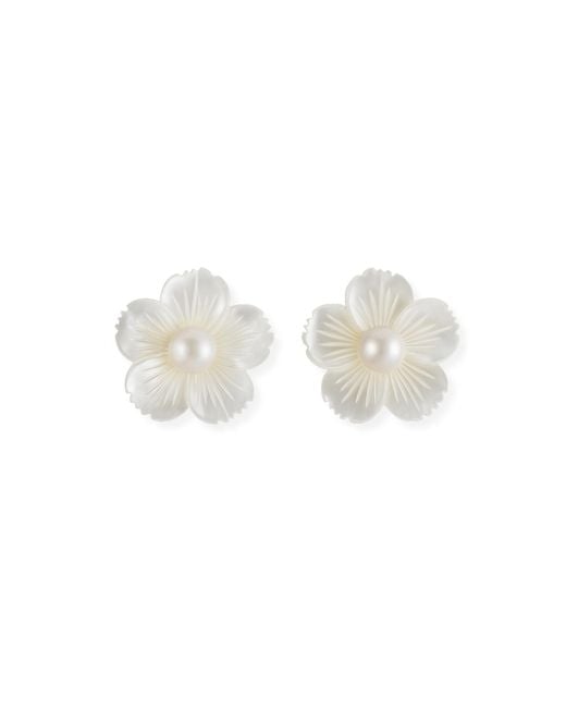 Martina Rozenberg Smira Jewelry White Mini Flower Pearl Earrings