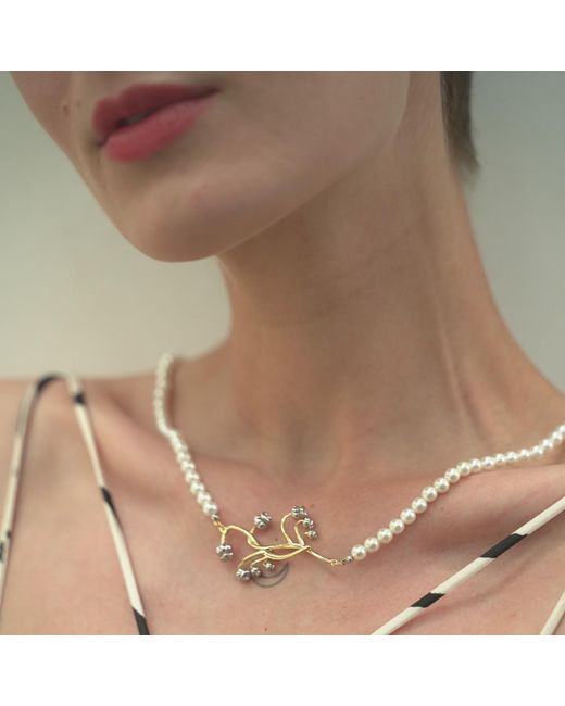 Retro Chic White Lily Of The Valley Pearl Necklace