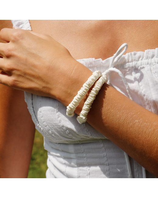 Silk Works White Ivory Skinny Scrunchies