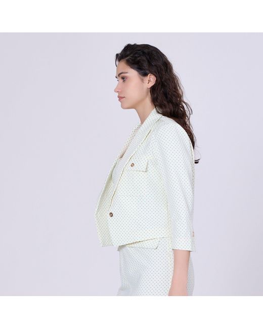Smart and Joy Black Safari Pockets Crop Jacket With Dots Print