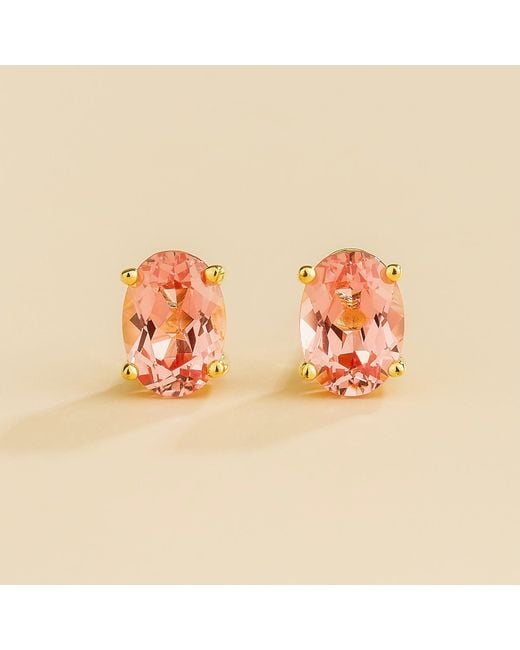 Juvetti Pink Ovo Earrings Set With Padparadscha Sapphire