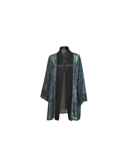 Saniya Khan Blue Python Shimmer Kimono Top