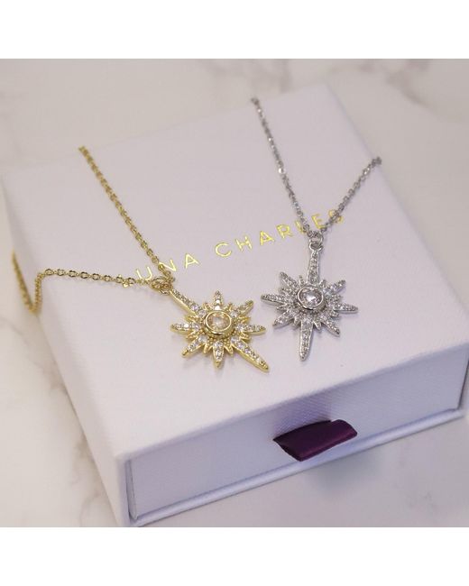 Luna Charles Metallic Heidi North Star Birthstone Necklace April