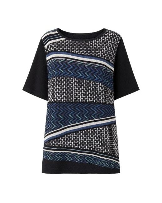 Conquista Black Striking Print Tie Waist Top