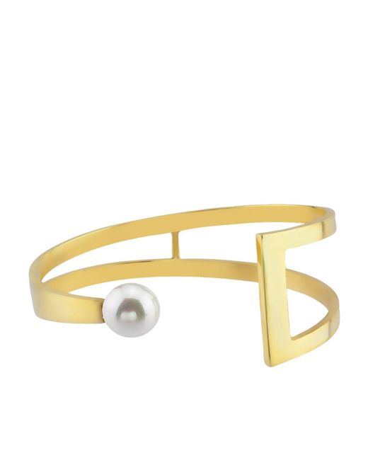 LINYA JEWELLERY Metallic Pearl Cuff Bracelet