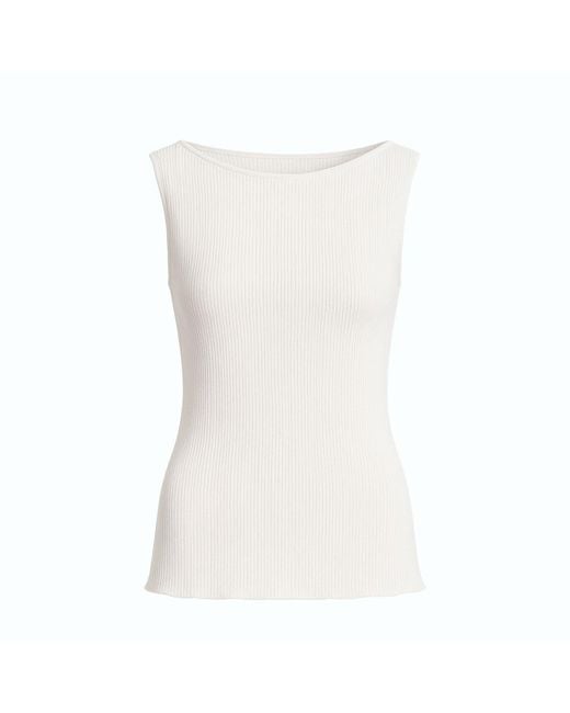 Monlicia White Nila Ribbed Viscose-Blend Sleeveless Knit Top