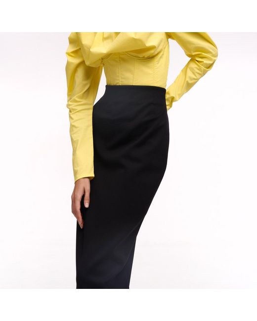 Serotoninn Black Back Slit Midi Skirt