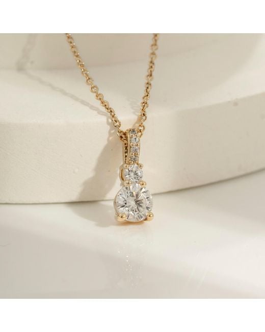 Diamonbliss Metallic Embellished With Swarovski Plated Round Cut Solitaire Drop Pendant Necklace One And Half Carat