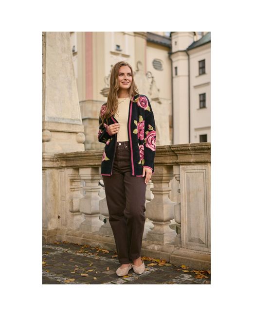 Saachi Red Flower Print Multi Cardigan