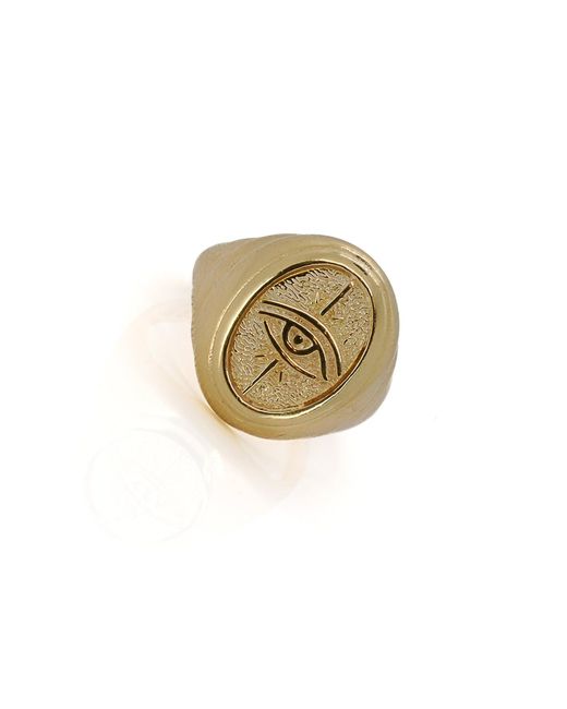 Ebru Jewelry Metallic Vermeil Evil Eye Signet Adjustable Ring