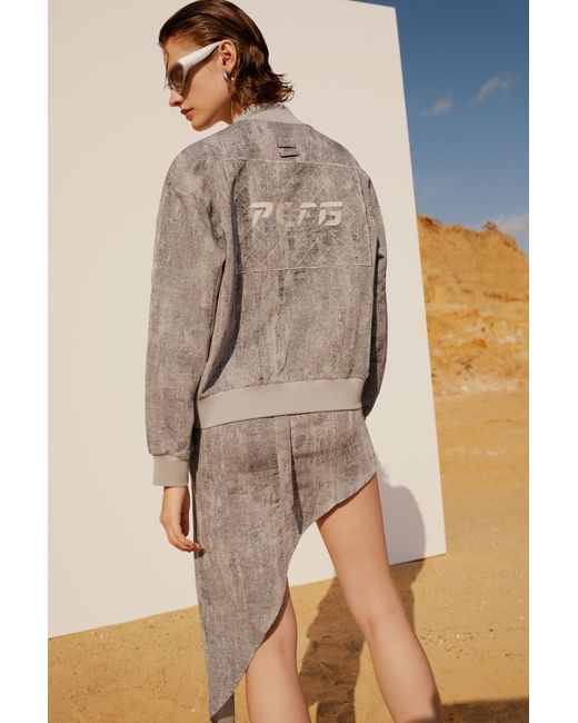 Pcfg Gray Free Heaven Ripped Look Bomber Jacket