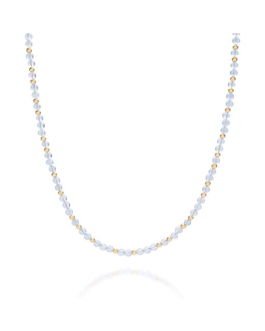 Nellou Jewellery Metallic Jewel Bead March Birthstone Necklace Plated Sterling