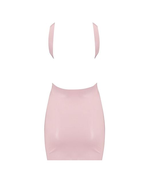 Elissa Poppy Pink Latex Backless Mini Dress