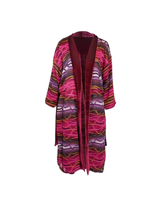 Jennafer Grace Red Bordeaux Velvet Reversible Koi Kimono