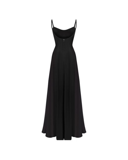 Lily Phellera Black Nora Strap Maxi Dress With Open Back In Midnight