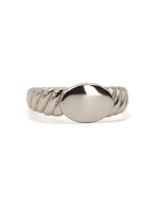 VicStoneNYC Fine Jewelry White Screw Band Design Oval Signet Ring for men