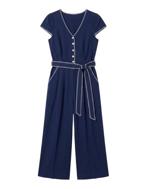 Louche Blue Marleen Blanket Stitch Jumpsuit