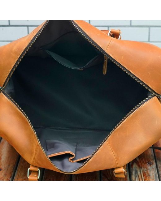 Touri Brown Leather Weekend Bag With Suit Compartment Weekender for men