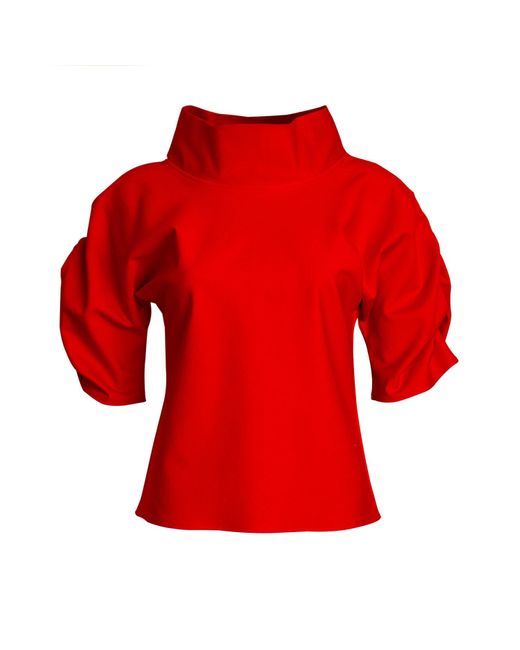 Bianca Popp Red Puff Blouse With Collar
