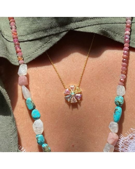Native Gem Multicolor Psychedelic Flower Necklace