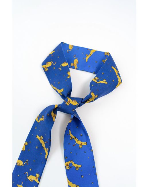 Lost Pattern Blue Journey Silk Twilly Scarf By Shantall Lacayo