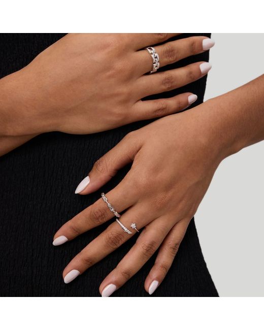 Vanhi White Crystal Shooting Star Open Ring