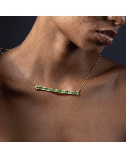 German Kabirski Green Lithos Plated Necklace With Raw Tsavorite Garnet