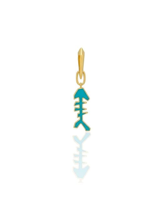 Frenvyrn Metallic Mars 18K Vermeil Reversible Fish Bone Huggie Earring Single for men