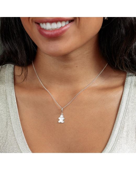Lily Charmed Metallic Sterling Gingerbread Biscuit Charm Necklace