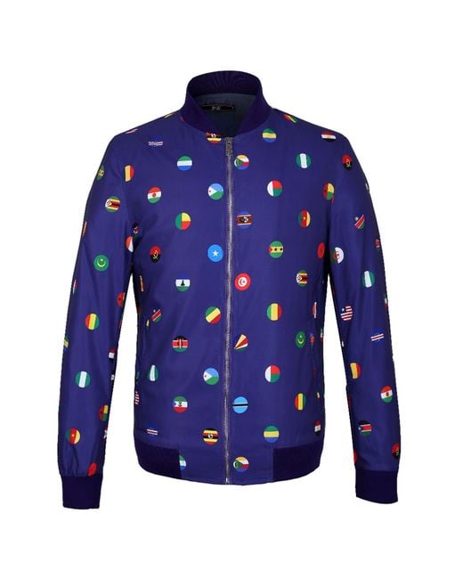 DAVID WEJ Blue African Nation Bomber Jacket – Royal for men