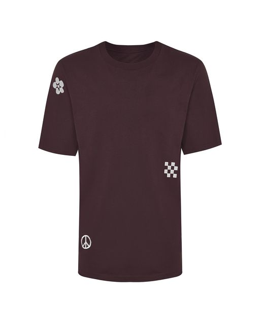 INGMARSON Purple Symbols Embroidered Organic Cotton T-Shirt Burgundy