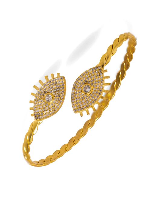 Ebru Jewelry Metallic Guardian'S Gaze Diamond & Cuff Bracelet